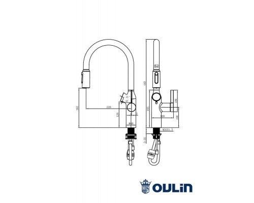 OULIN OL - 8018 Satin с выдвижной лейкой и сенсорным дозатором